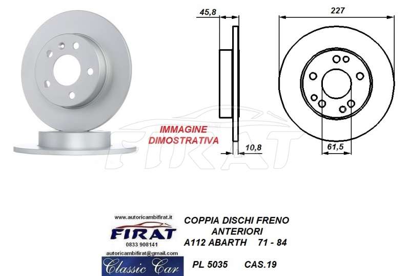 DISCHI FRENO A112 ABARTH ANT. (5035) - Clicca l'immagine per chiudere